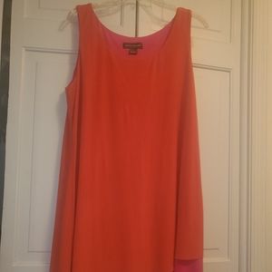 Orange and hot pink dress.